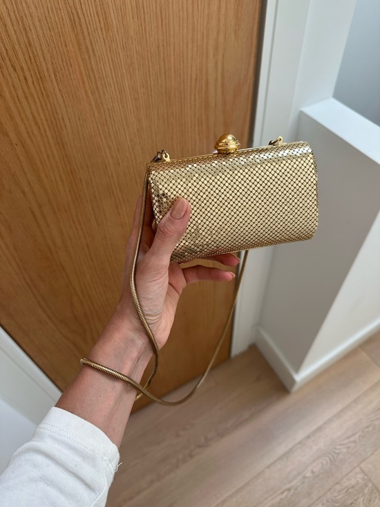 Handbags - Vintage Gold Evening metallic clutch
